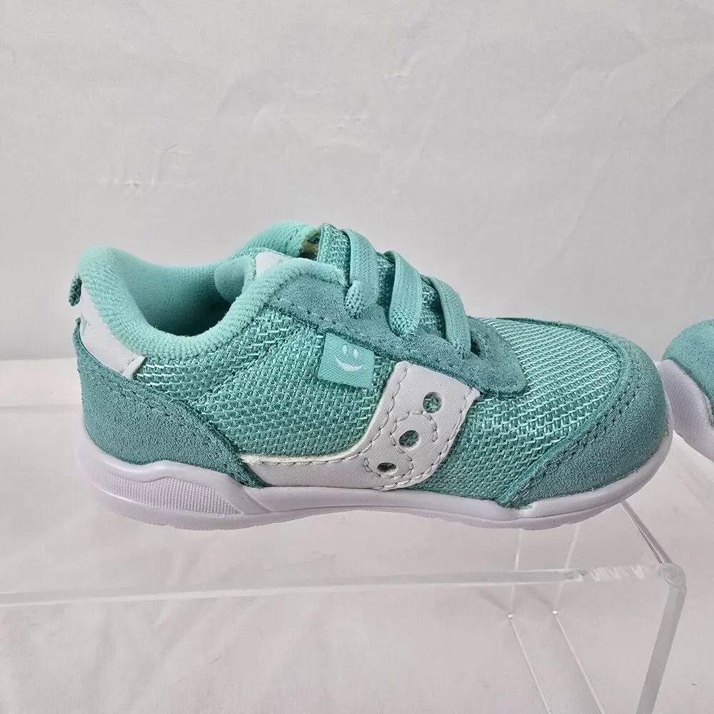 Saucony Girl's Sneakers Girl's 4 Wide Jazz Riff Turquoise White SL163016 NIB